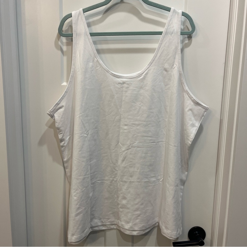 Maurices Women’s Scoop Neck Tank Top Size 3X Solid White Cotton Blend 2 Pack - Picture 7 of 8